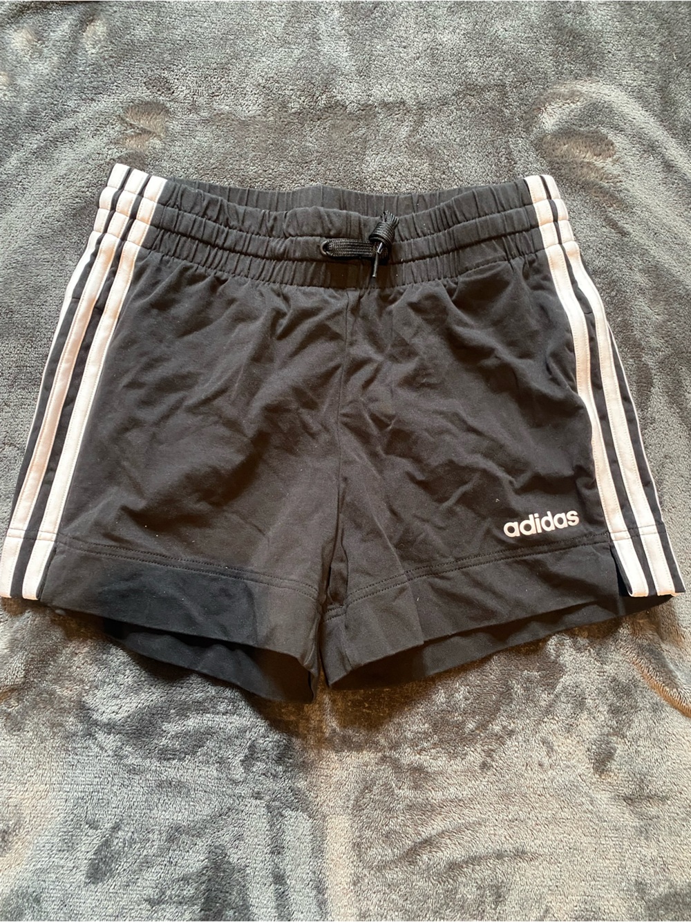 adidas Black Shorts with White Three-Stripe Detail